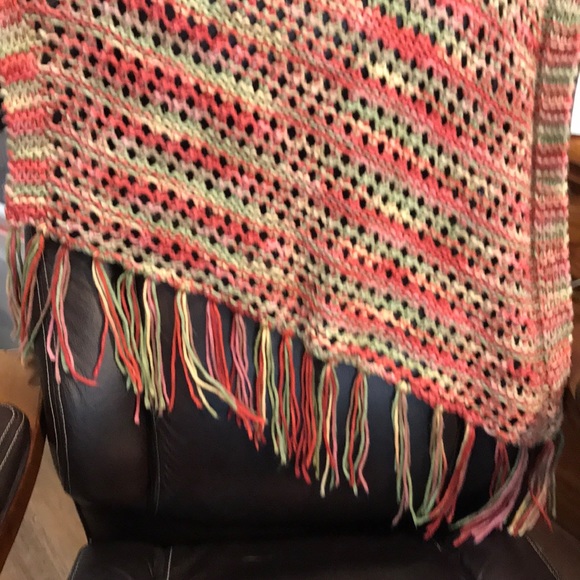 Colorful Shawl 78” x 31” Green Taupe Yellow - Picture 5 of 5